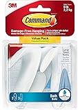 Command Towel Hook Value Pack, Large, Clear Frosted, 3-Hooks, 3-Large Water-Resistant Strip  (BATH17-3ES)