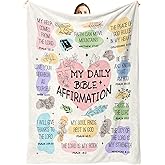 Jetuconme Christian Gifts for Women, Inspirational Bible Verse Throw Blanket, Religious Gifts for Women, Daily Bible Affirmation Inspirational Blanket 50'' x 60''