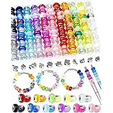 143PCS FIVEIZERO European Large Hole Beads for Jewelry Making – 12 Colors Glass Big Hole Spacer Beads with Metal Charms for Bracelets, Necklaces, Pens & DIY Crafts