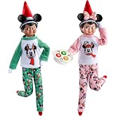 The Elf on the Shelf Disney Mickey and Friends Cookies for Santa Pajama Set | Official Mickey and Minnie pajama sets, mouse headbands and props, for easy Elf scenes, ages 3+, Scout Elf not included