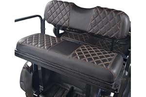 NOKINS Golf Cart Diamond Vinyl Leather Seat Covers, Fit Club Car Precedent DS EZGO RXV TXT Yamaha Drive Aftermarket Regular Rear Seat Cushion, No Stapler, Multiple Colors and Breathable