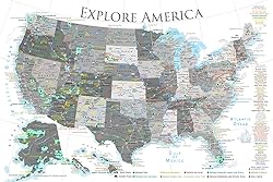 GeoJango National Parks Map Poster with USA Travel