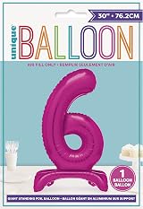 Unique Hot Pink Standing Number 6 Foil Balloon 30 Inches Packaged view 2