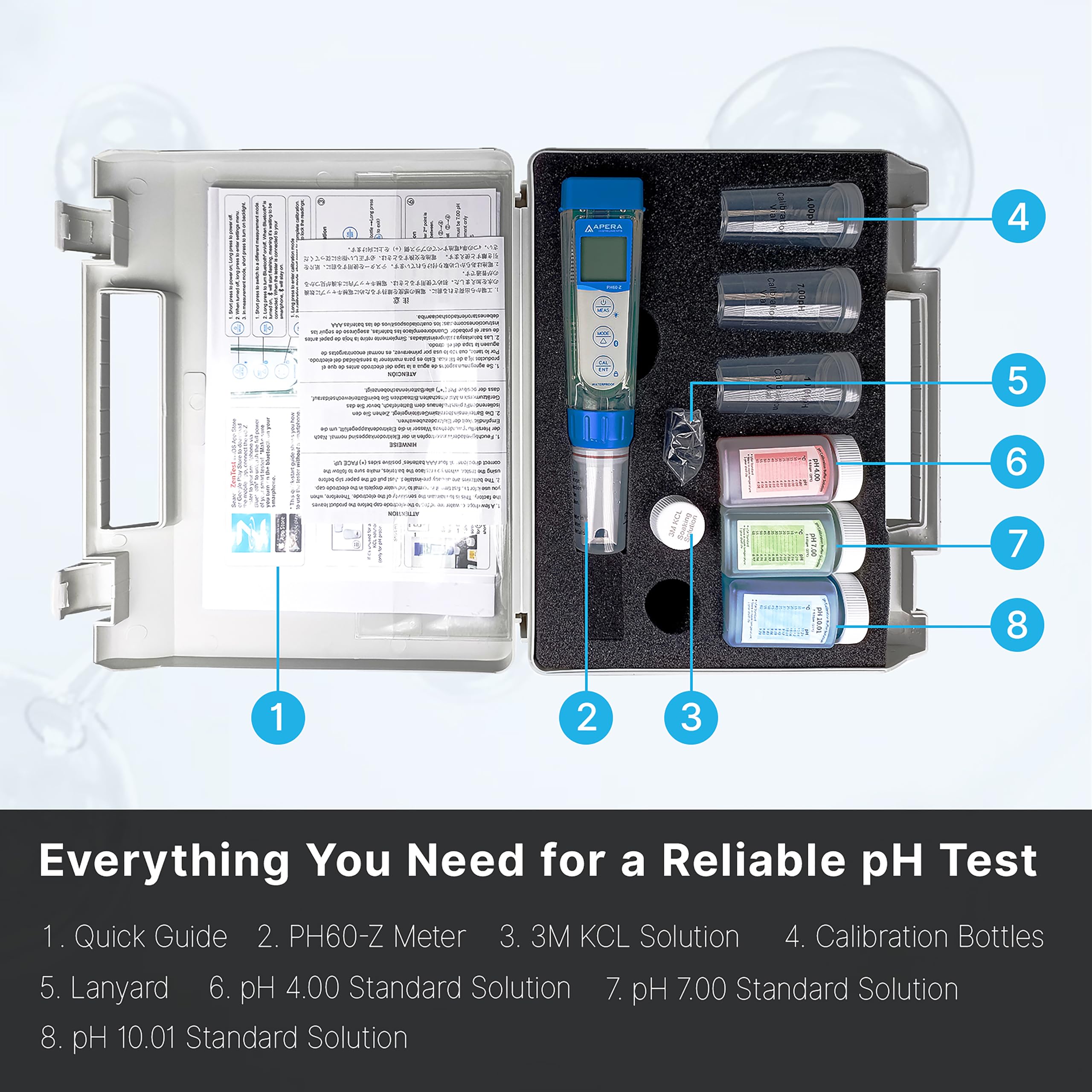 Apera Instruments AI3711 PH60-Z Bluetooth Smart pH Tester Powered by ZenTest Mobile App with Cloud-Based Datalogger