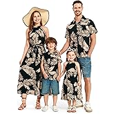 PATPAT Family Hawaiian Matching Outfits Mommy and Me Outfits Caribbean Vacation Summer Tropical Halter Sundresses and Shirts