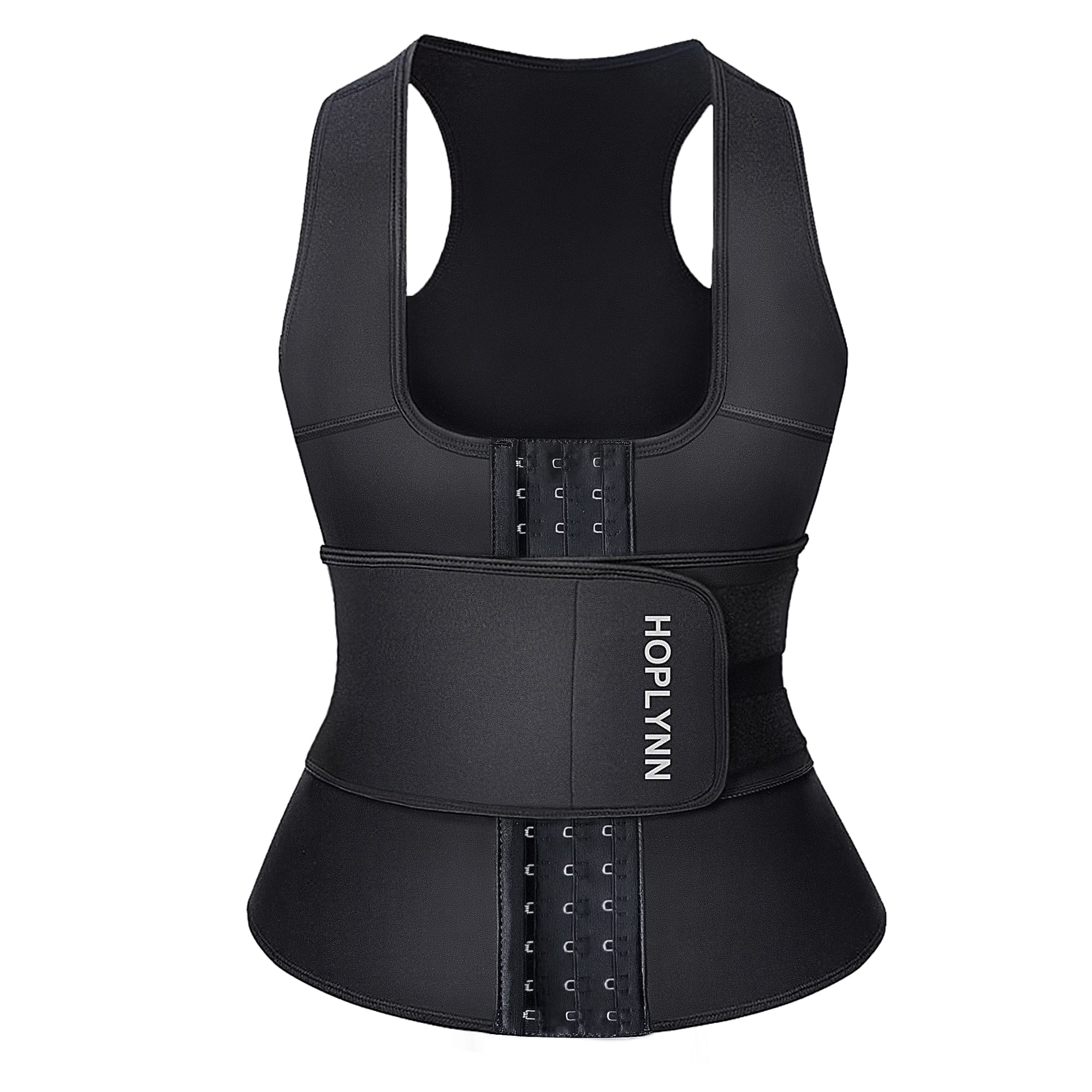 Photo 1 of HOPLYNN Neoprene Sauna Sweat Waist Trainer Corset Trimmer Vest for Women Tummy Control, Waist Cincher Body Shaper Black Small