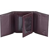 Stealth Mode Leather Trifold RFID Wallet For Men With Flip Out ID Holder (Brown)