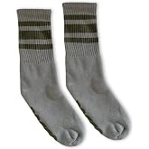 SOCCO Made in the USA | Marine Green Striped Crew Socks | Scout Green Stripes