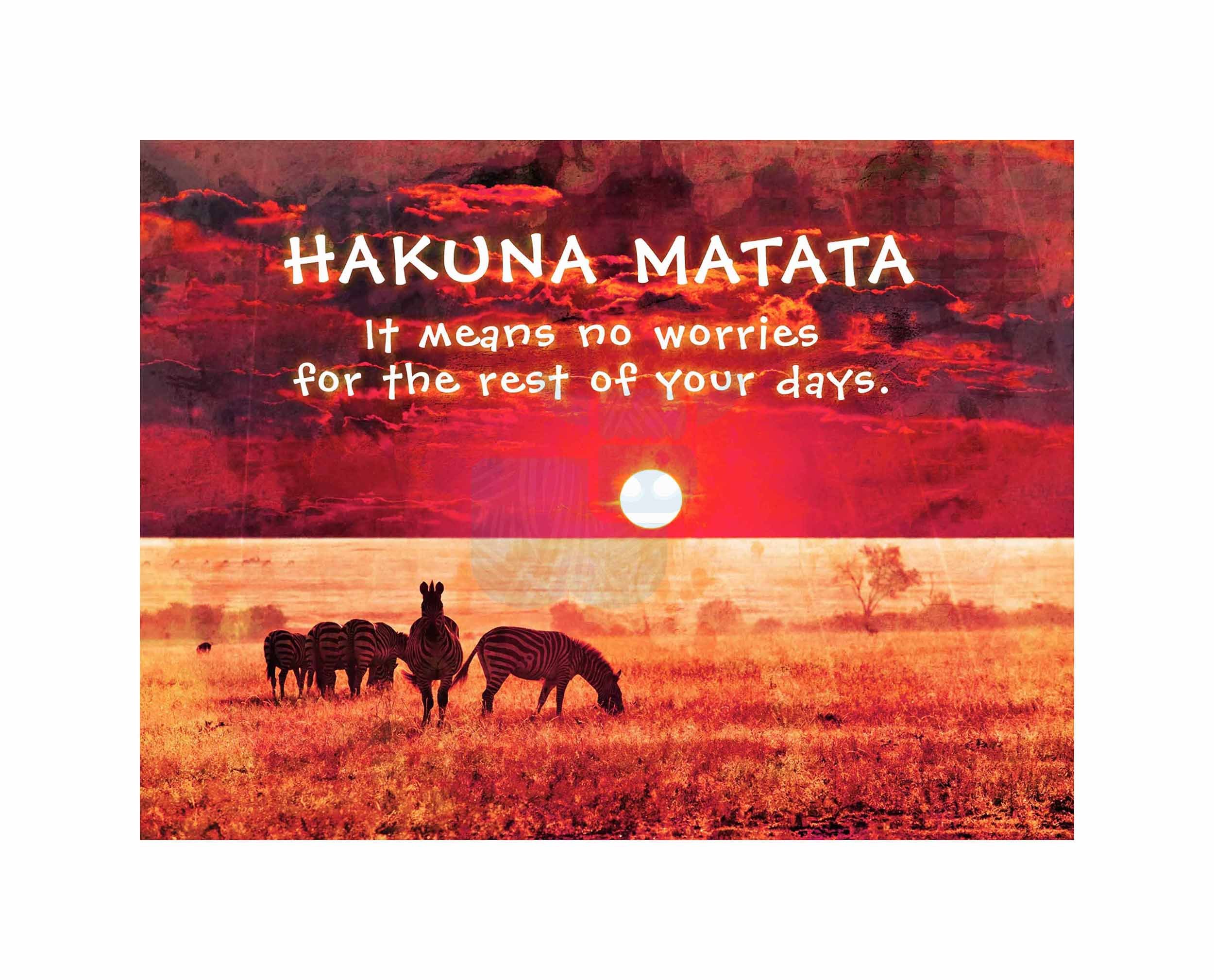 Wee Blue Coo Hakuna Matata No Worries Africa Quote Motivation Typography Art Canvas Print