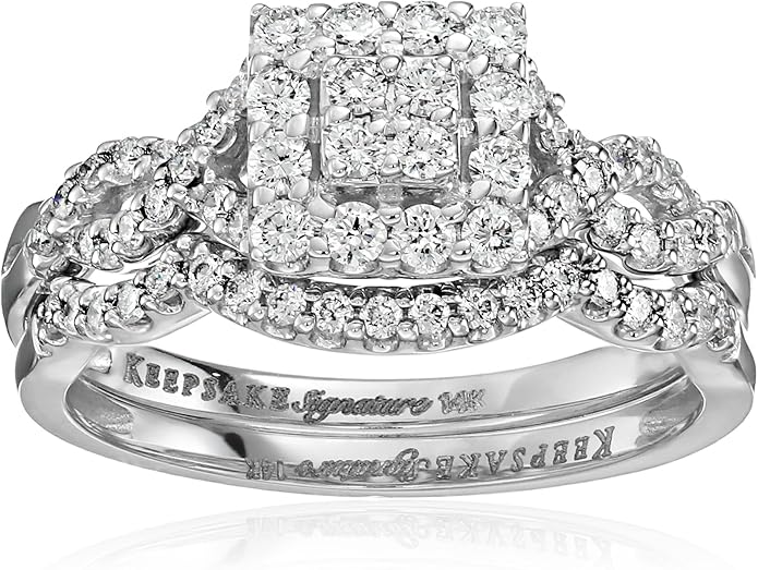 Keepsake Signature 14k White Gold Diamond Twist Halo Ring
