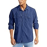 MAGCOMSEN Men's UPF 50+ Sun Protection Shirts, Button Down Long Sleeve Shirt for Hiking, Fishing, Safari