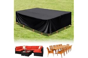 HIRALIY 126 Inch Waterproof Outdoor Furniture Cover, Large Size Patio Furniture Covers for Winter, Rectangular Patio Sectional Covers for Table Chairs, 126" L x 82.6" W x 27" H