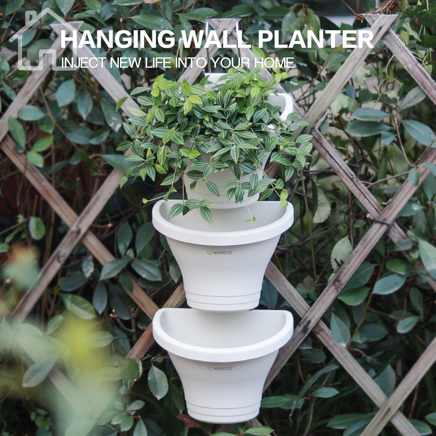 Hanging Vertical Planter, NEWKITS 3 Pcs Modular Hanging Planters Free Combination Wall Planter for Yard Garden Outdoor and Indoor Hanging Decorations - Grey: Kitchen & Dining