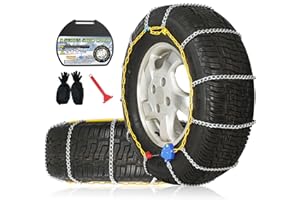 TASEYOK Auto Fixing Snow Chains, 2 x 12 mm, 30s Quick Installation of Tire Chains with Automatic Tensioner, Universal Emergency Tire Traction Chain for Cars, Pickups, and SUVs (HLN 140)