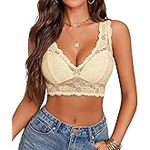 Avidlove Bralettes for Women Lace Bra Non Padded Longline Bralette Deep V Triangle Sexy Everyday Lingerie Bras