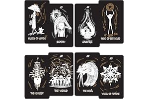 CRAFTERIAN Tarot Card Deck Black Fatality. 78 Cards with Guidebook. Black Foil Cards Edges. Unique Tarot Cards.