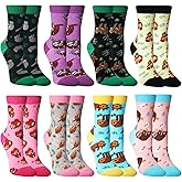 Coume 8 Pairs Women Sloth Socks Novelty Funny Cute Animal Crew Socks for Sloth Lovers Women Christmas Birthday Valentine's Day Gift