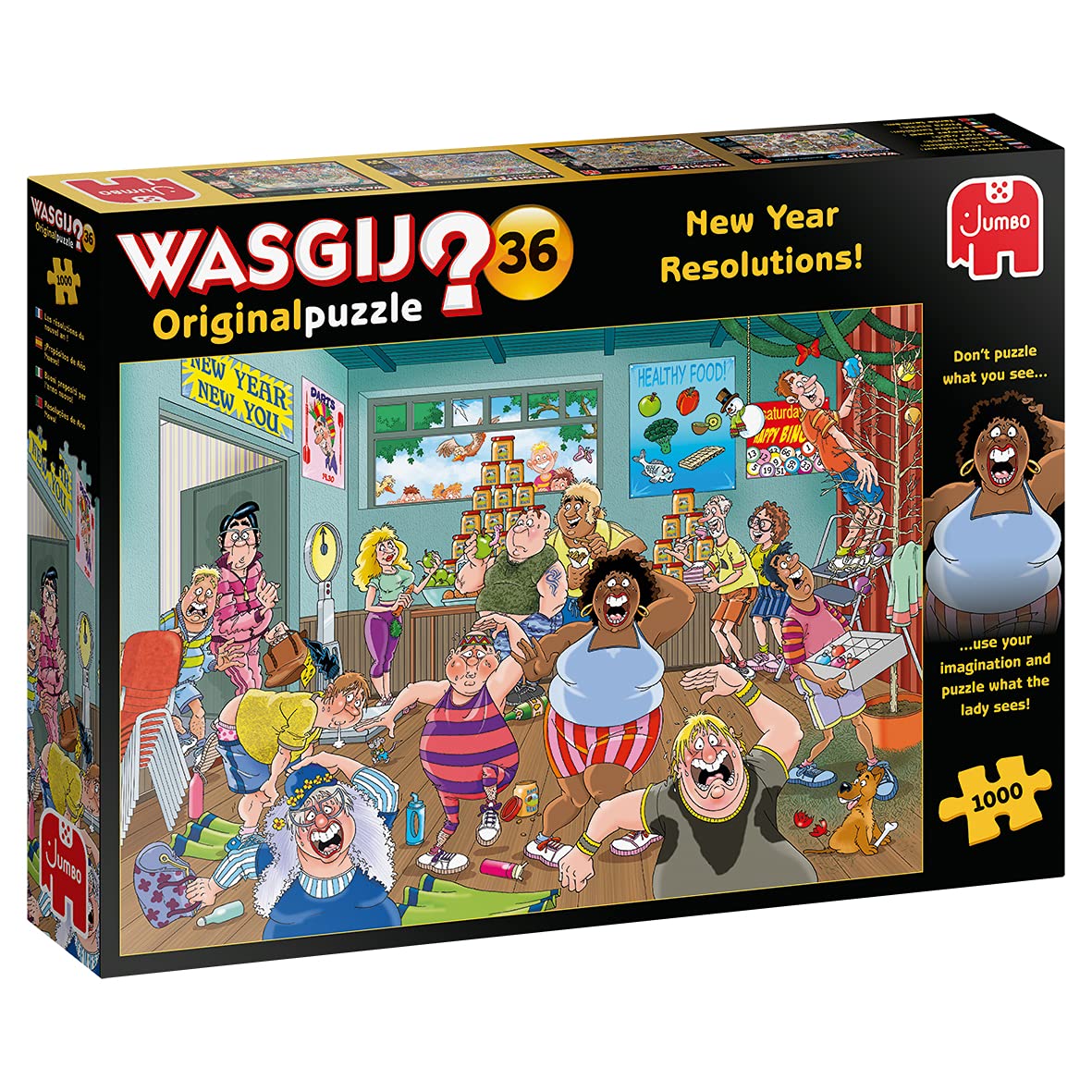 Wasgij Original 36, New Year Resolutions - 1000 Piece Jigsaw Puzzles for Adults - Fun, Challenging & Brainteasing Adults Jigsaw Puzzle, Uncover the Puzzle - 100% Recycled Cardboard, 1000pcs, Jumbo