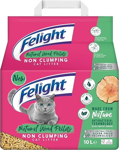 Felight Natural Wood Pellet Cat Litter 10L Non-Clumping UK Made