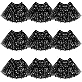 Foaincore 9 Pcs Women's Tutu Skirt Adult 4 Layered Tulle Stars Sequins Ballet Dance Dress Sequin Skirt