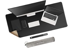 Chihein 47.2" x 19.7" Large Desk Mat, Natural Cork & PU Leather Dual Side Desk Pad, Waterproof Desk Writing Pad for Work, Hom