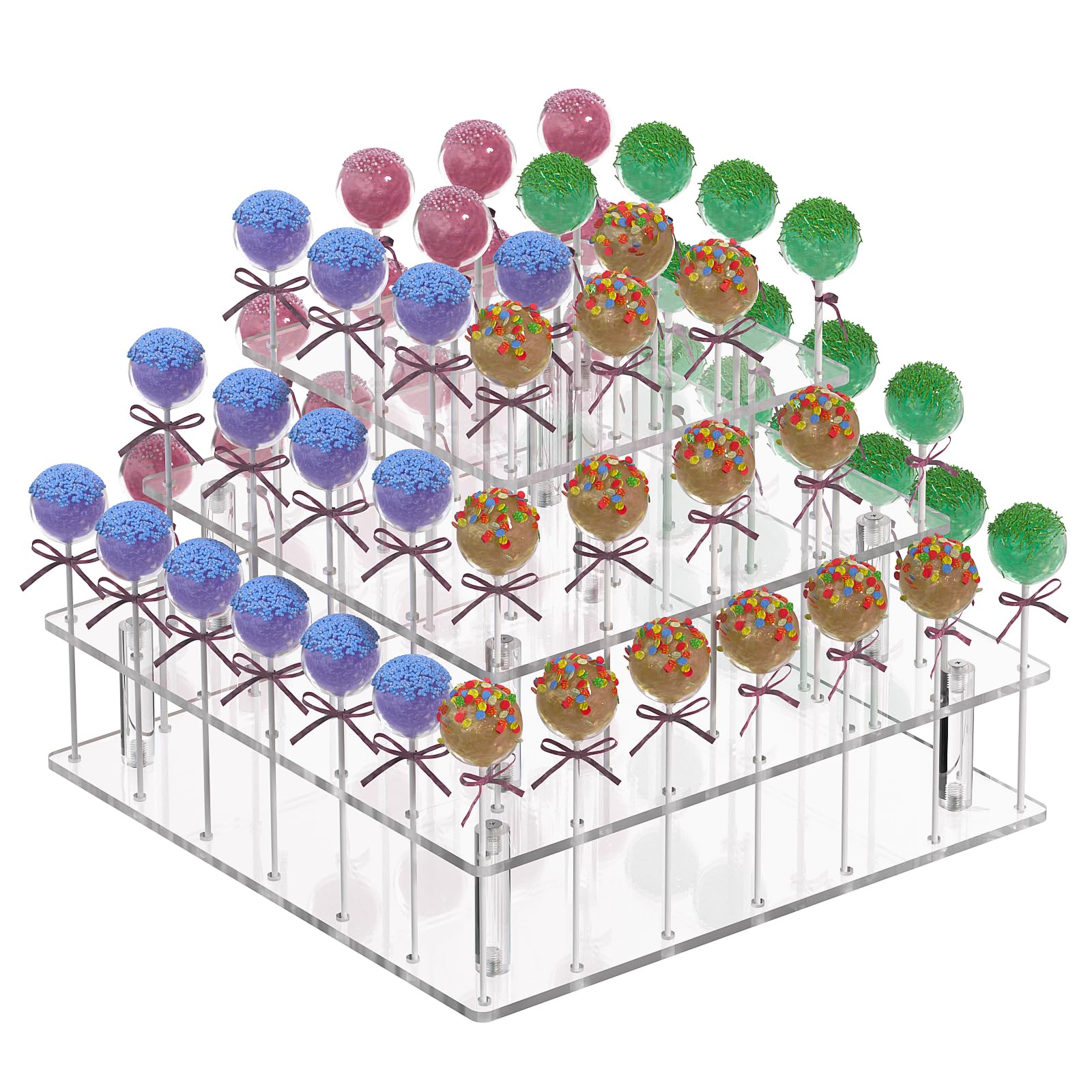 Photo 1 of Lollipop Stand Display Clear Cake Pop Stands Display Stand Tower Acrylic 56 Hole Tiered Candy Tree Holder for Party Decorating Wedding Events