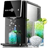 Kismile Nugget Ice Maker Countertop, 33LBS/24H Ice Machine with Soft Chewable Ice, One-Click, Self-Cleaning Function, Stainless Steel Ice Maker with Indicator Lights for Home/Kitchen(Black)
