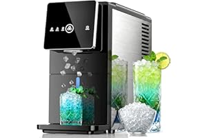 Kismile Nugget Ice Makers Countertop, 33LBS/24H Portable Ice Machine | Self-dispensing, Soft Chewable Ice, Touch Screen Control, Self-Cleaning, Stainless Steel Ice Maker for Home/RV, Black