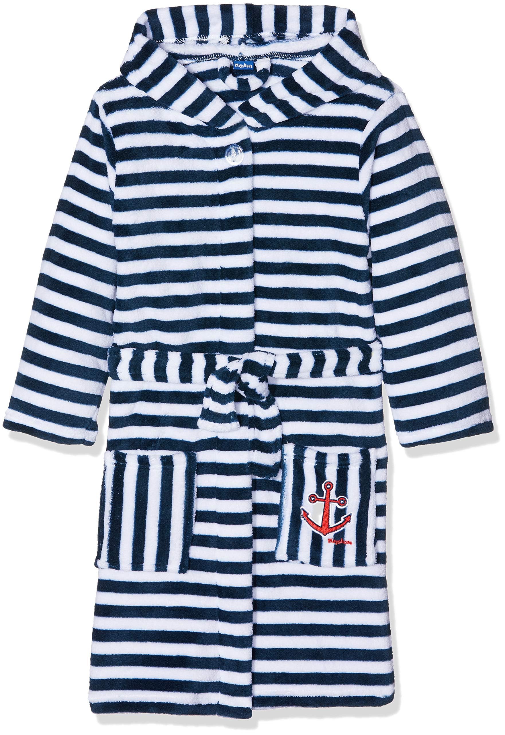 Playshoes Boy's Children's fleece bathrobe with maritime stripes 340130, 171 - Navy/White, 86-92