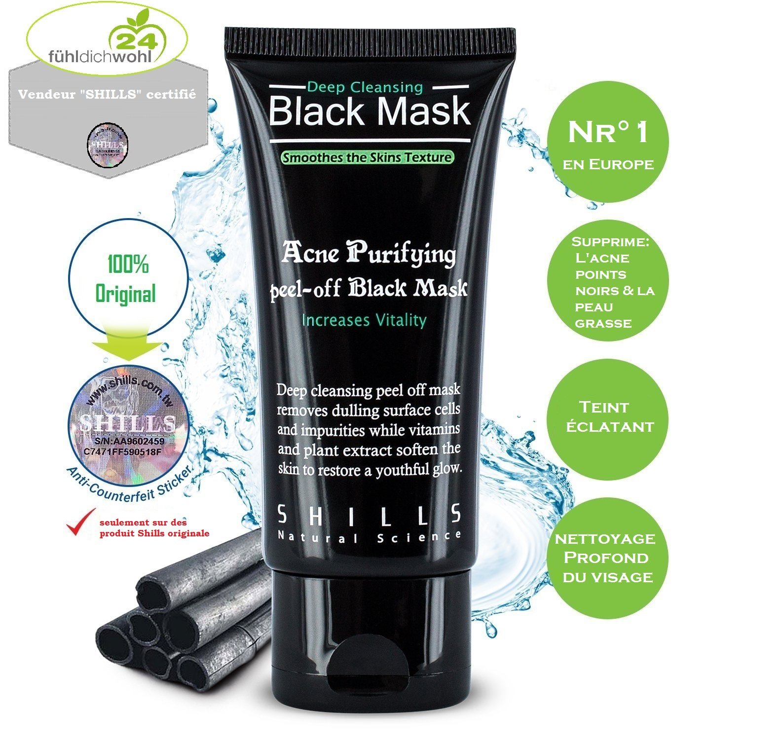 SHILLS Blackhead Remover Cleaner Purifying Deep Cleansing Acne Peel off Face Mask, Black Mud, 50 mL