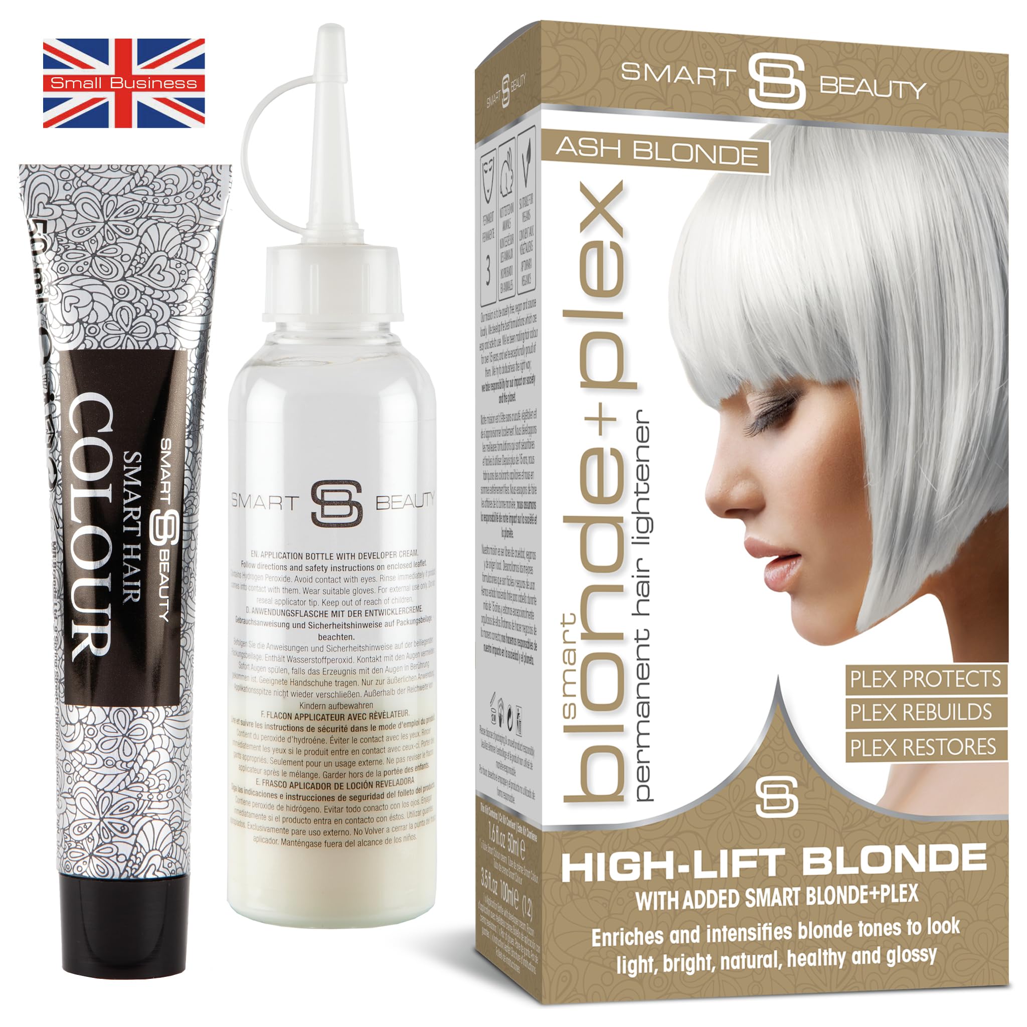 Smart Beauty Ash Blonde Hair Dye with Plex Conditioner, Permanent Cool Ash Toner, Vegan & Cruelty-Free
