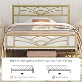Yaheetech 3ft Single Bed Metal Slatted Frame Cloud Headboard Antique Gold view 3
