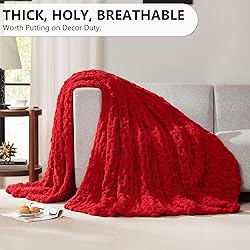L'AGRATY Chunky Knit Blanket - Soft Chenille Yarn