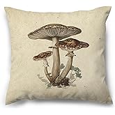 MNASAIOO Vintage Mushroom Fall Decorative Throw Pillow Covers, Farmhouse Watercolor Pillows Covers for Thanksgiving Halloween, Rustic Autumn Pillow Cases Decor for Couch Bedroom 18x18in