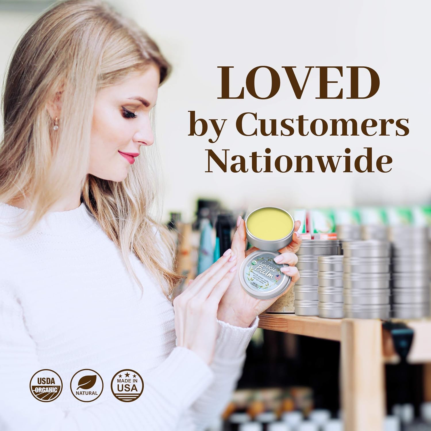 Organic Cuticle Cream Balm - Natural, Made in USA (1.75oz Large Size) USDA Certified Cuticle & Nail Salve Oil to Moisturize, Protect, Heal Cracked & Rigid Skin: Beauty