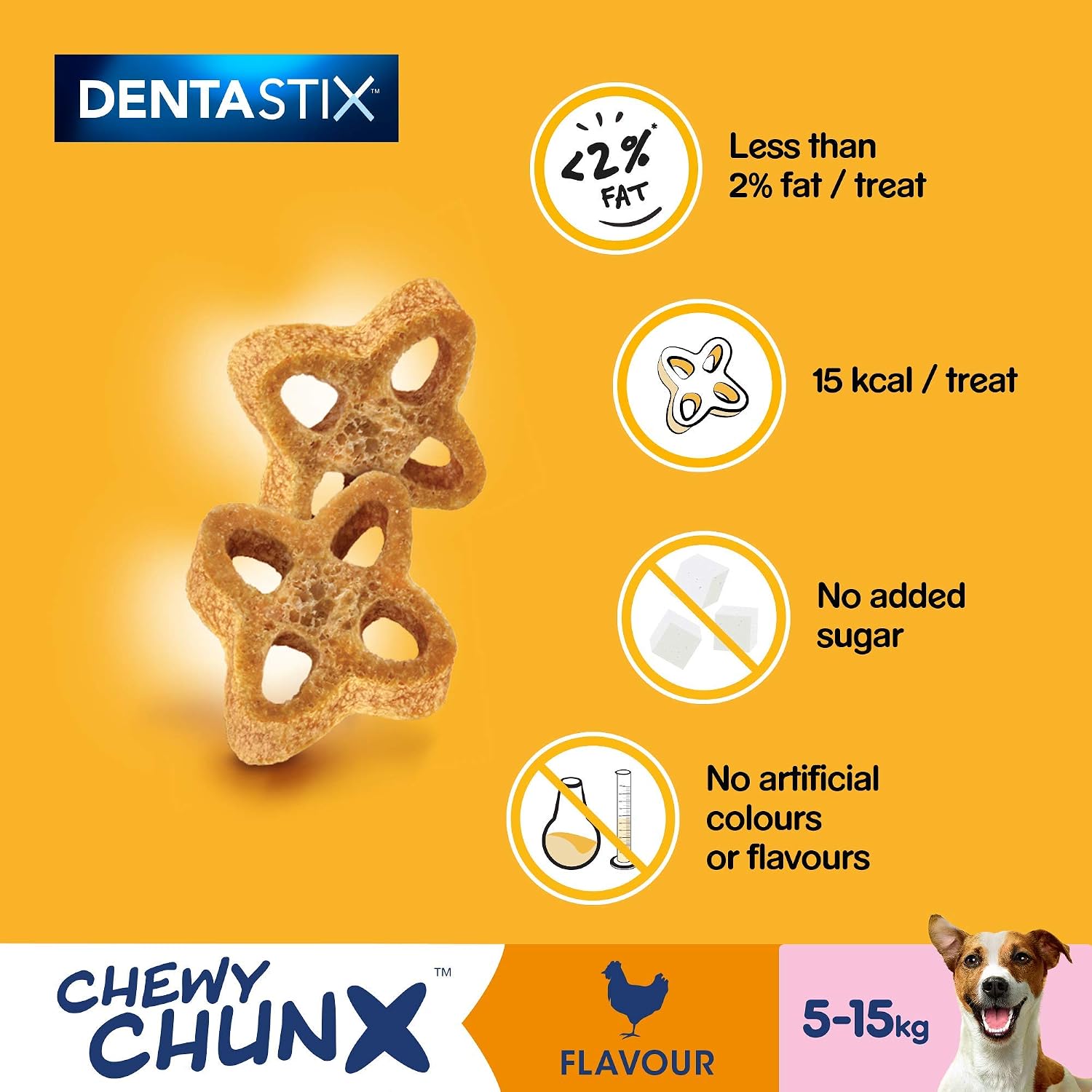 Pedigree Dentastix - Chewy Chunx Mini - Dog Treats for Small and Medium Dogs - Chicken Flavour - 5 Chews (Pack of 5) - Image 4