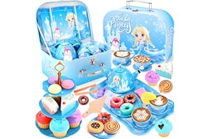 INNOCHEER Tea Party Set for Little Girls Toys, Toys for Kids, Tea Sets for Toddlers 3-5, Pretend Play Kitchen Toy, Birthday Christmas Princess Gifts Toys for 3 4 5 6 7 + Year Old Girls
