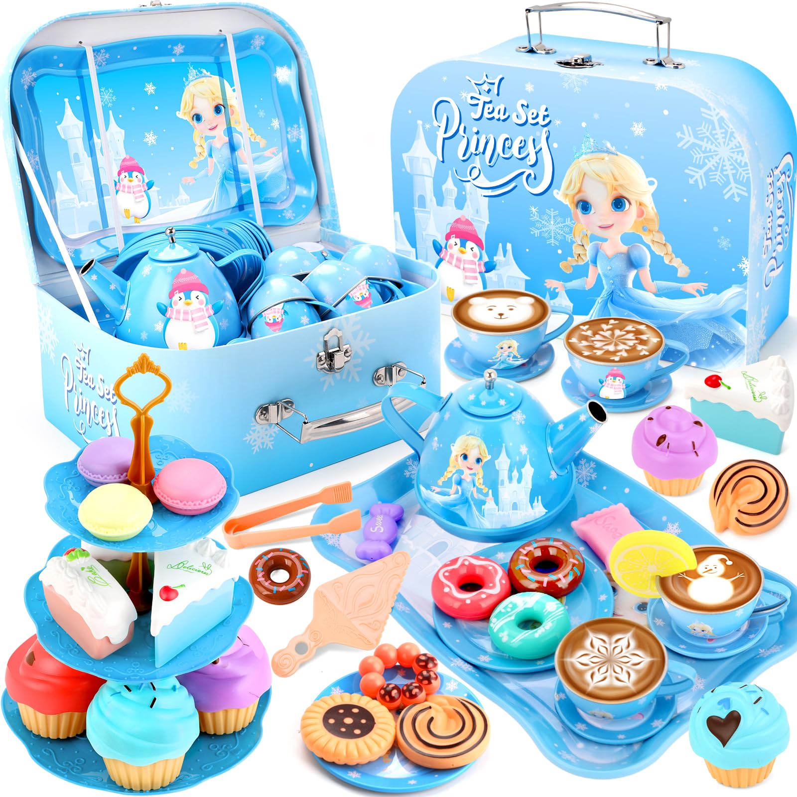 Photo 1 of INNOCHEER Tea Party Set for Little Girls Toys, Toys for Girls Gifts, Tea Sets for Toddlers 3-5, Pretend Play Kitchen Toy, Birthday Christmas Princess Gifts Toys for 3 4 5 6 7 8+ Year Old Girls