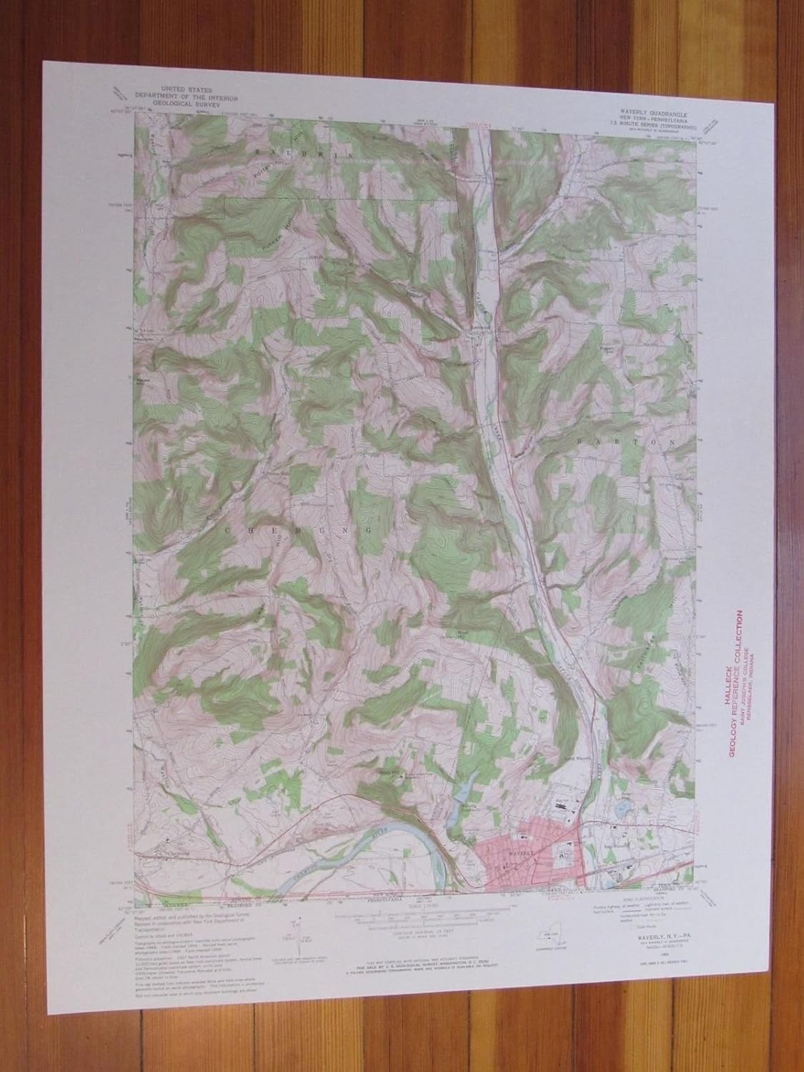 Waverly New York 1971 Original Vintage USGS Topo Map