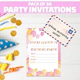 BestaFiesta 36 Pink Girls Party Invitations Folding Envelopes Holographic view 2