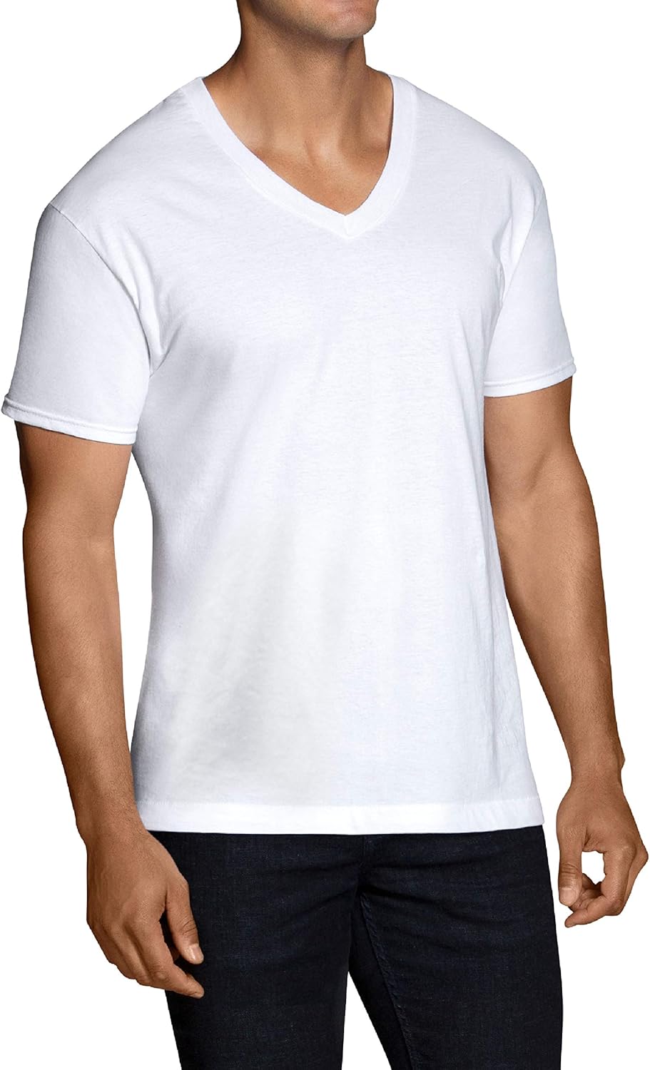 Fruit of the Loom Men's Stay Tucked V-Neck T-Shirt at  Men’s Clothing store