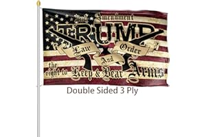 AZURTIS Trump 2024 Flag Double Sided 3x5 Outdoor 2nd Amendment Flag Heavy Duty 3 Ply Polyester Trump Law & Order 2nd Amendment Guns American Flag with Brass Grommets Vibrant Color and UV Fade Resistant