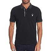 Robert Graham Men's Lucifer Logo Cotton Polo Shirt, Comfortable Fit, Short-Sleeve Premium Knit Top for Dress & Casual Wear Black