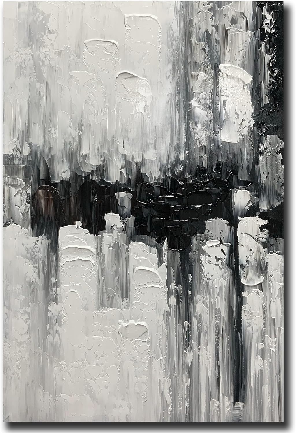 Paintings - Boieesen Art,24x36Inch 100% Hand Painted Black White Minimalist Oil Painting Contemporary Artwork Textured Abstract Oil Paintings on Canvas Modern Art Decor for Wall Decoration