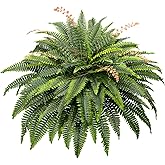 CQURE 50" Large Fake Fern Artificial Ferns for Outdoors,96 Fronds Realistic Artificial Boston Ferns Bush Plant for Indoor Garden Porch Decor (Lifelike,UV Resistant,No Maintenance)