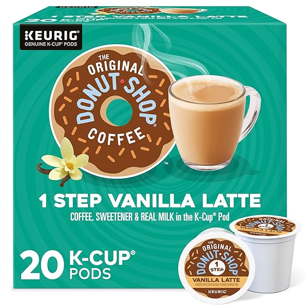 THE ORIGINAL DONUT SHOP VANILLA LATTE, SINGLE-SERVE KEURIG K-CUP PODS, FLAVORED COFFEE, 20 COUNT