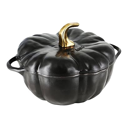 Staub 1112423 Cast Iron Pumpkin Cocotte, 3.5-quart, Black Matte
