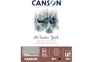 CANSON Mi-Teintes Coloured Drawing 335g 24 x 32cm Paper Pack, 6 Fine Sanded Colours, 12 Sheets, Pastel & Mixed Media, Ideal f