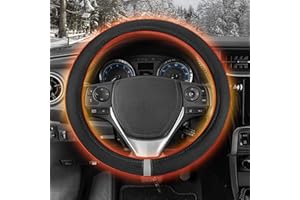 Housse de volant chauffante en daim avec cordon de 38,1 cm - Rechargeable par USB - Chauffage rapide en 5 secondes - Contrôle