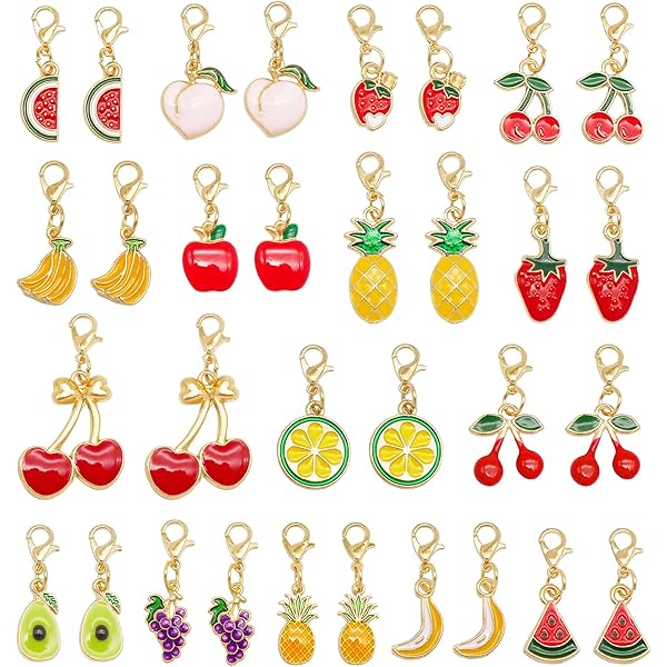 UNICRAFTALE 40 Pièce Breloque Pêche Fraise Breloques Fruits Mignons